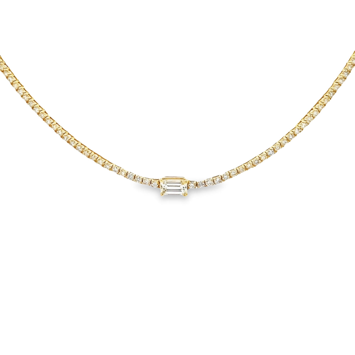 Tennis Choker with Emerald cut Diamond
