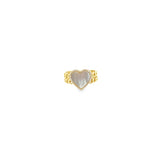 Double Chain Mother Of Pearl Heart Ring