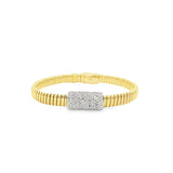 Italian Gold Flexi Bangle With Pave Diamonds