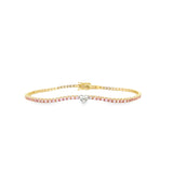 Pink Sapphire Bracelet With Diamond Heart