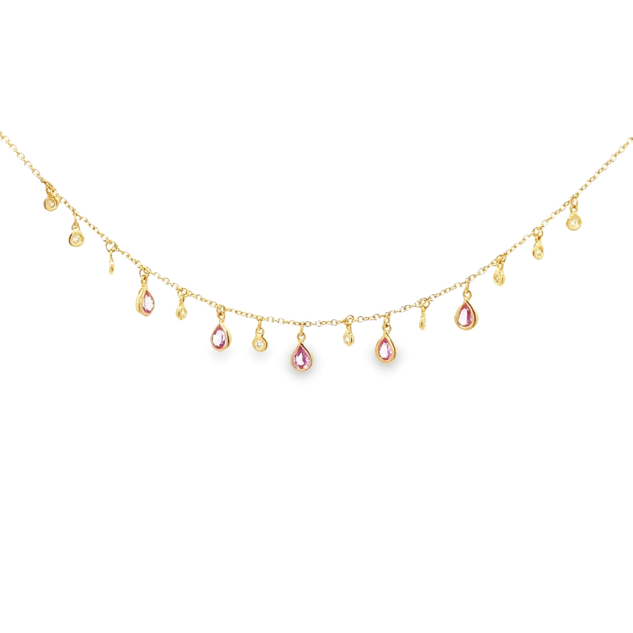 Pink Sapphire Pear Stacking Necklace