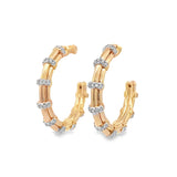 Diamond and Yellow Gold Hoops