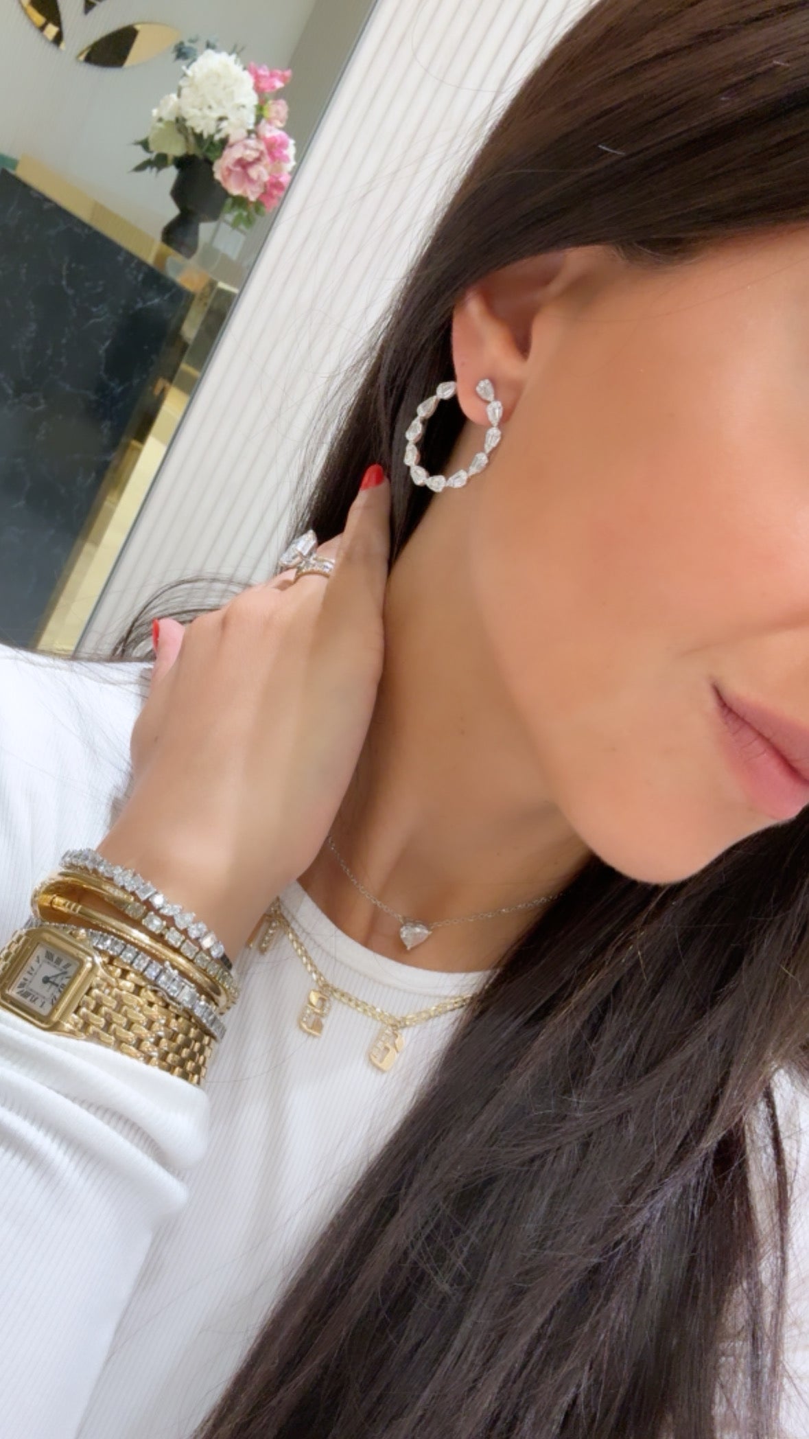 Cluster Pear Loop earrings