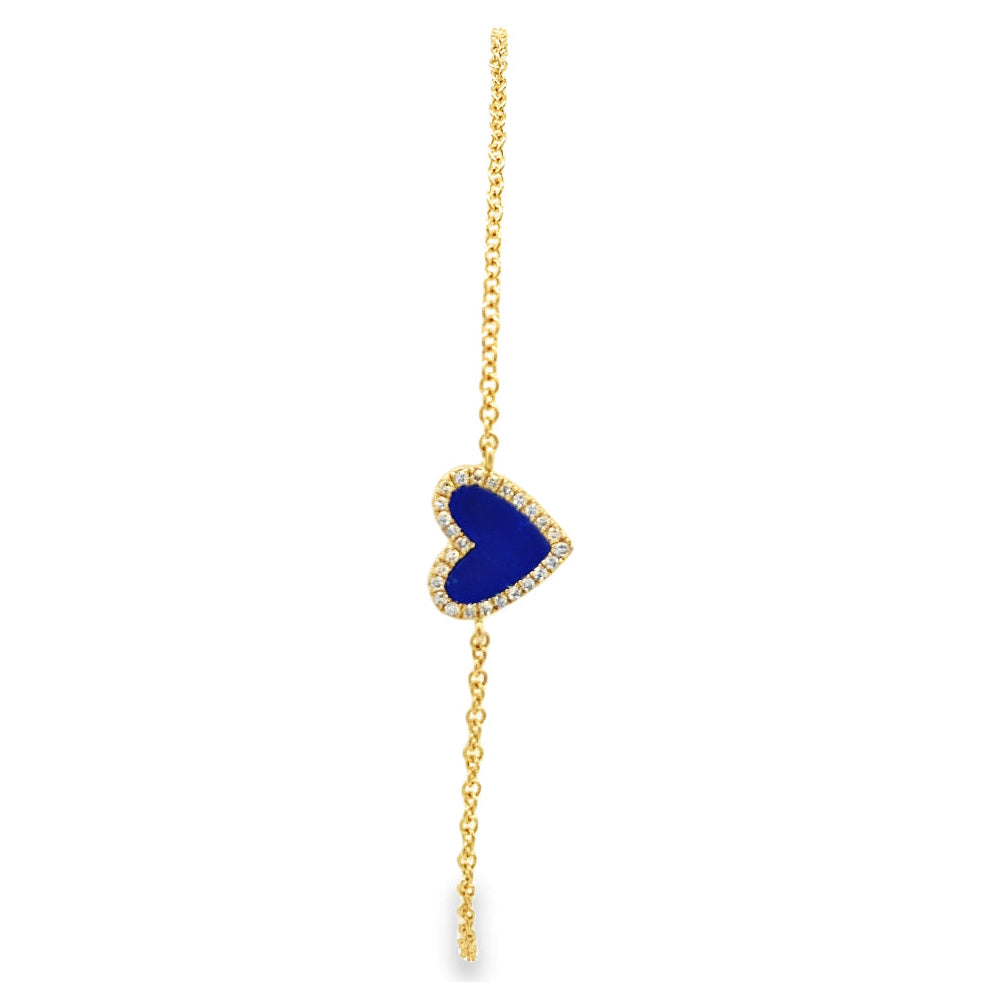 Dainty Lapis Heart Bracelet