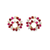Ruby & Pink Sapphire Swirl Earrings - Small