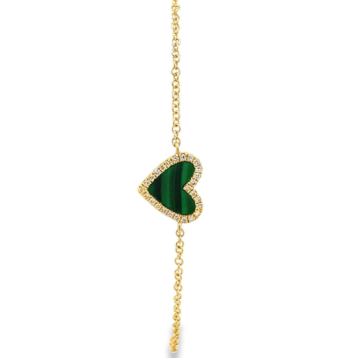 Dainty Malachite Heart Bracelet