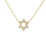 Yellow Gold and Diamond Star of David Necklace