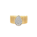 Gold Fluted Ring With Diamond Pear