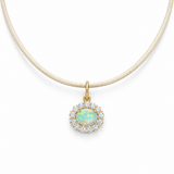 Opal Diamond Charm on Cord Necklace