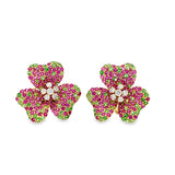 Pink and Green Flower Earrings