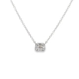 Baguette Solitaire Necklace- WG