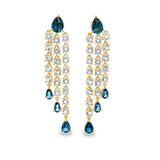 Mixed Blue Topaz Hanging Earrings