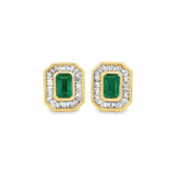 Baguette Diamond & Emerald Studs