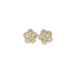 Gold & Diamond Flower Earrings