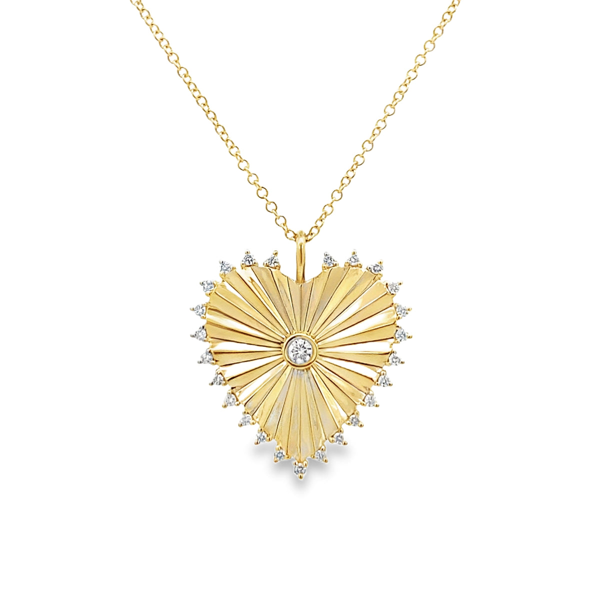 Large Fluted Heart Necklace