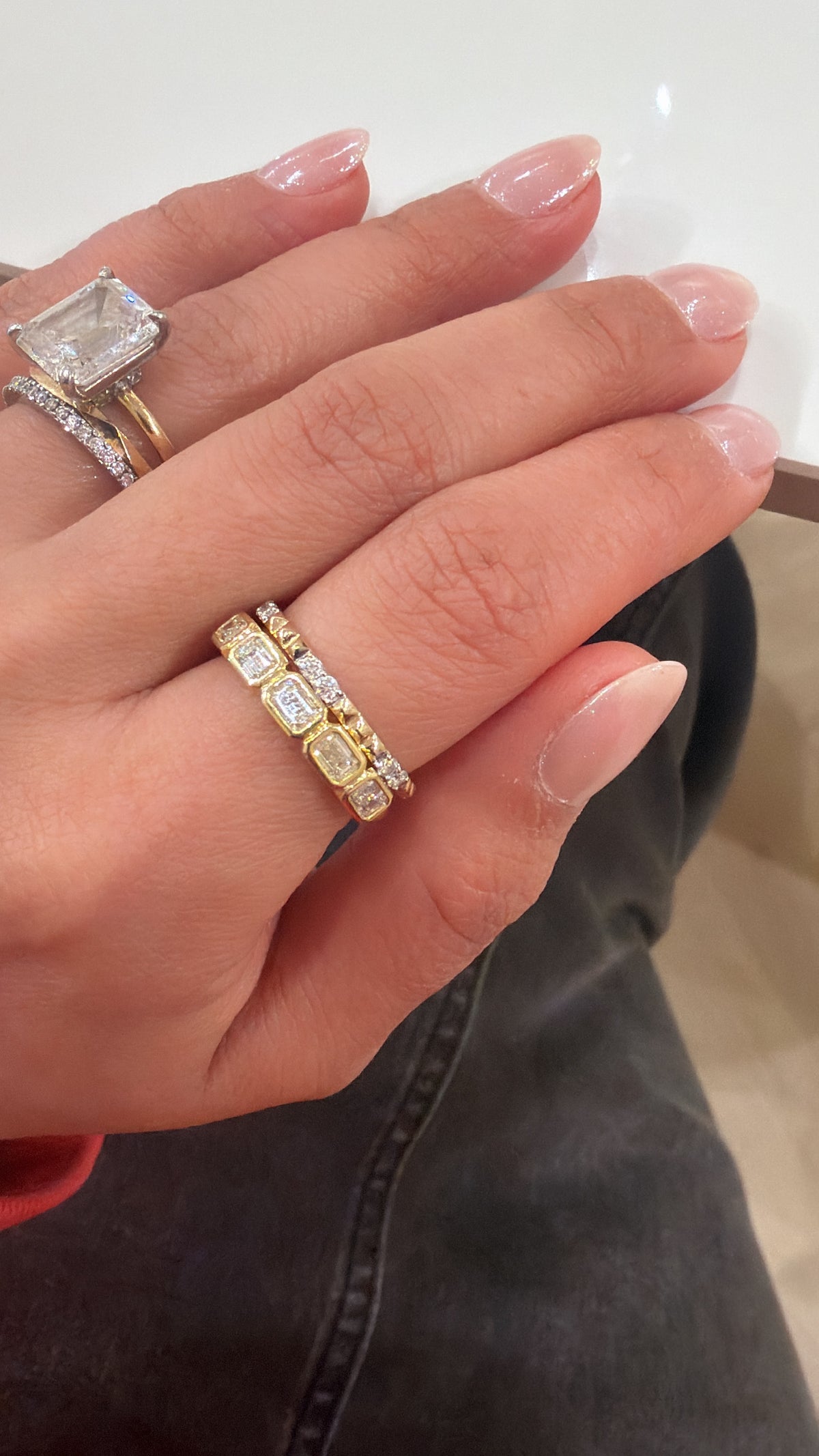 Bezel Emerald Cut Diamond Half-Band