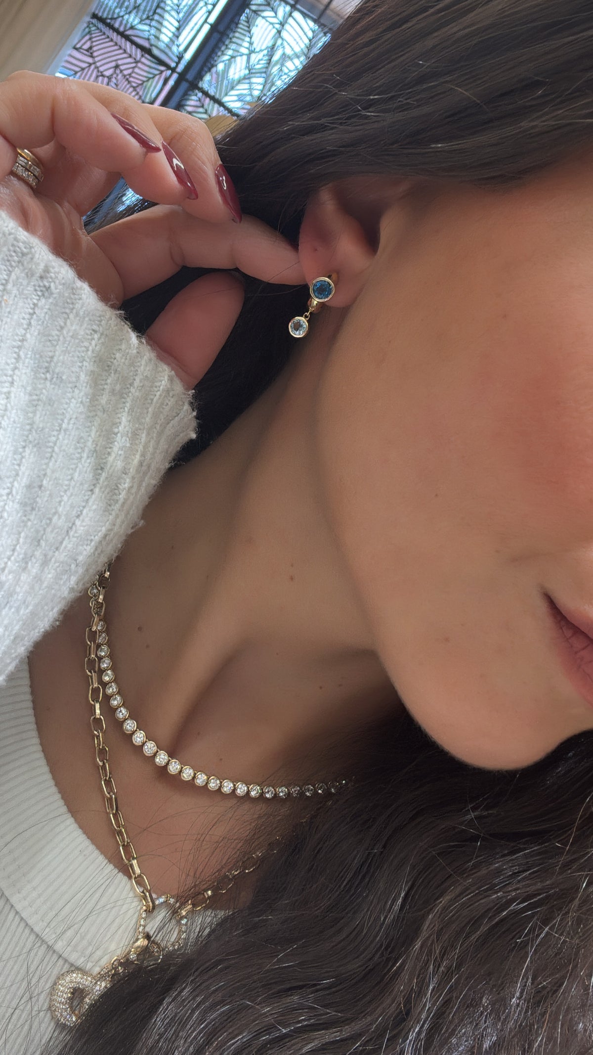 Chunky Blue Topaz Huggies