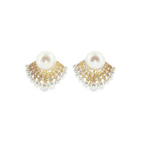 Pearl & Diamond Rounded Fan Earrings