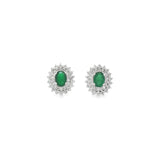 Diamond Halo Earrings With Emerald Center