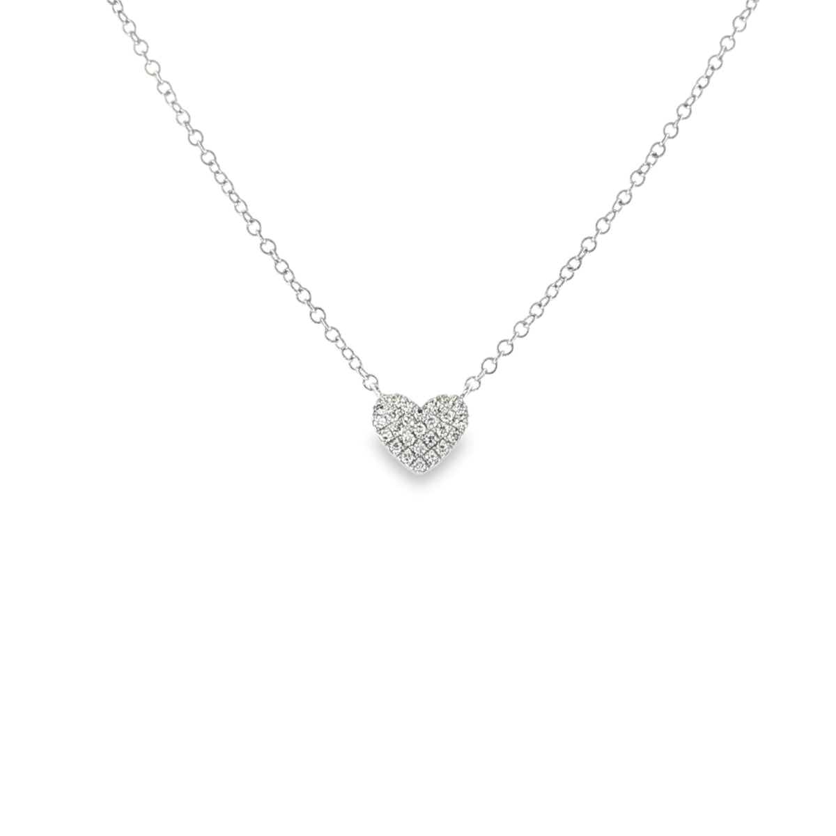 Mini Pave Heart Necklace- WG