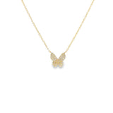 Dainty Pave Butterfly Necklace- YG