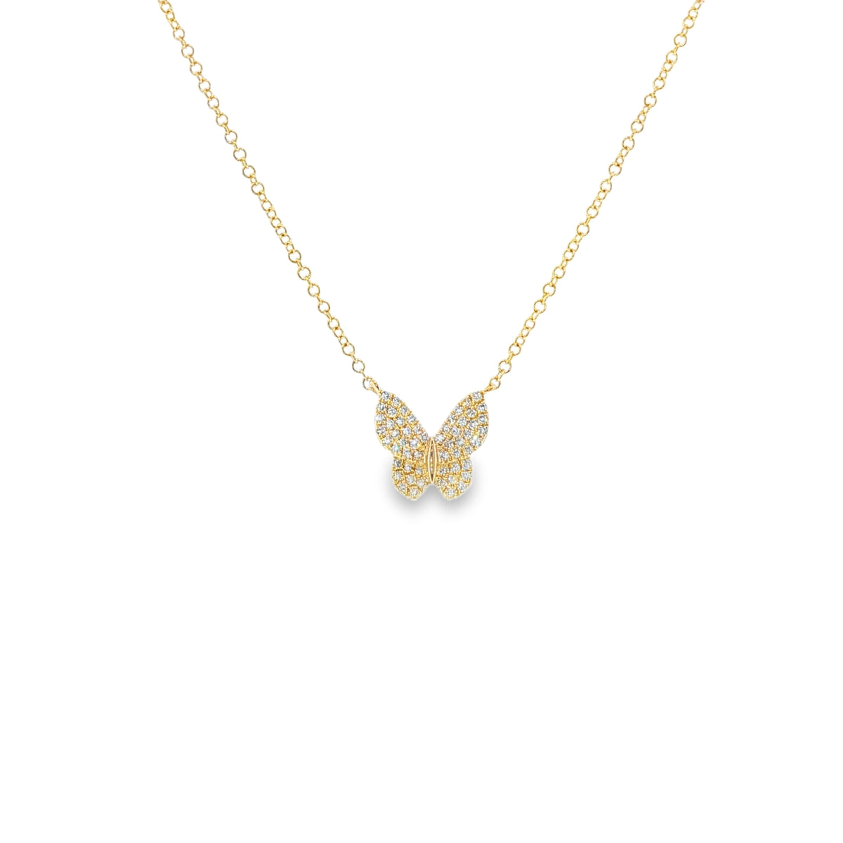 Dainty Pave Butterfly Necklace- YG