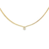 Bezel Tennis Necklace With Pear Solitaire
