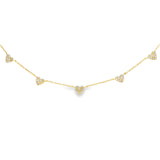 5 Station Pave Heart Necklace