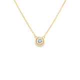 Round Bezel Solitaire Necklace- YG