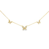 3 Pave Butterflies Necklace