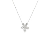 Baguette Flower Necklace- WG