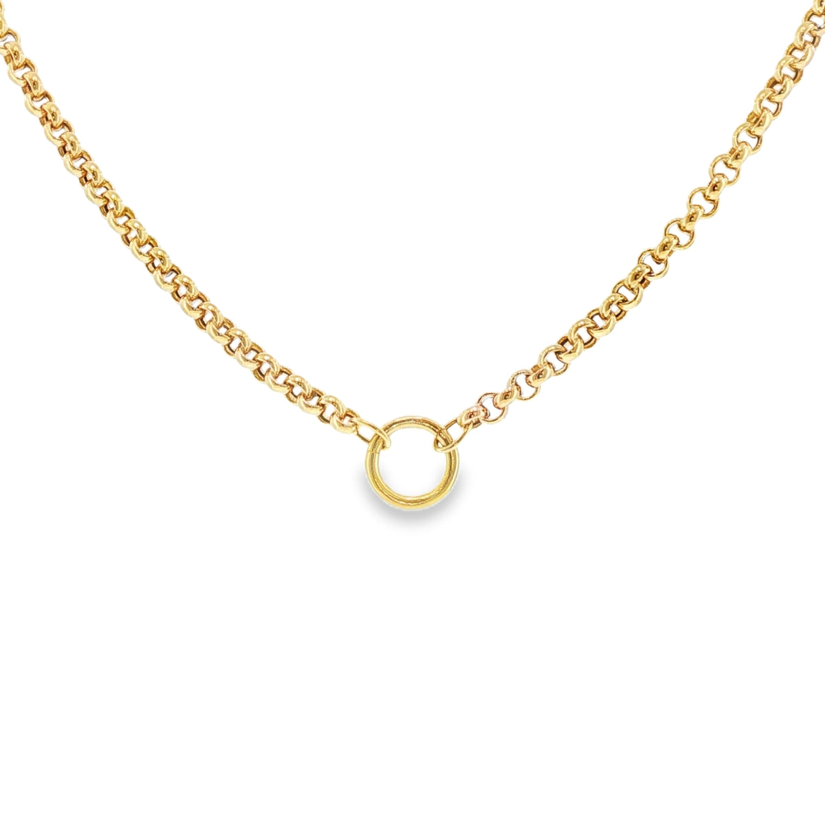 Gold Rolo Chain Charm Necklace