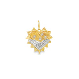 Fluted Gold Heart Charm With Scattered Diamonds