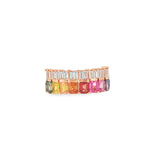 Multicolor Sapphire & Baguette Diamond Stacked Ring