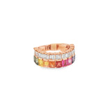 Multicolor Sapphire & Baguette Diamond Stacked Ring
