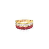 Ruby & Baguette Diamond Stacked Ring