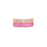 Pink Sapphire & Baguette Diamond Stacked Ring