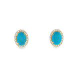 Turquoise Earrings With Diamond Halo