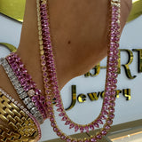 Pink Sapphire Bezel Tennis Necklace