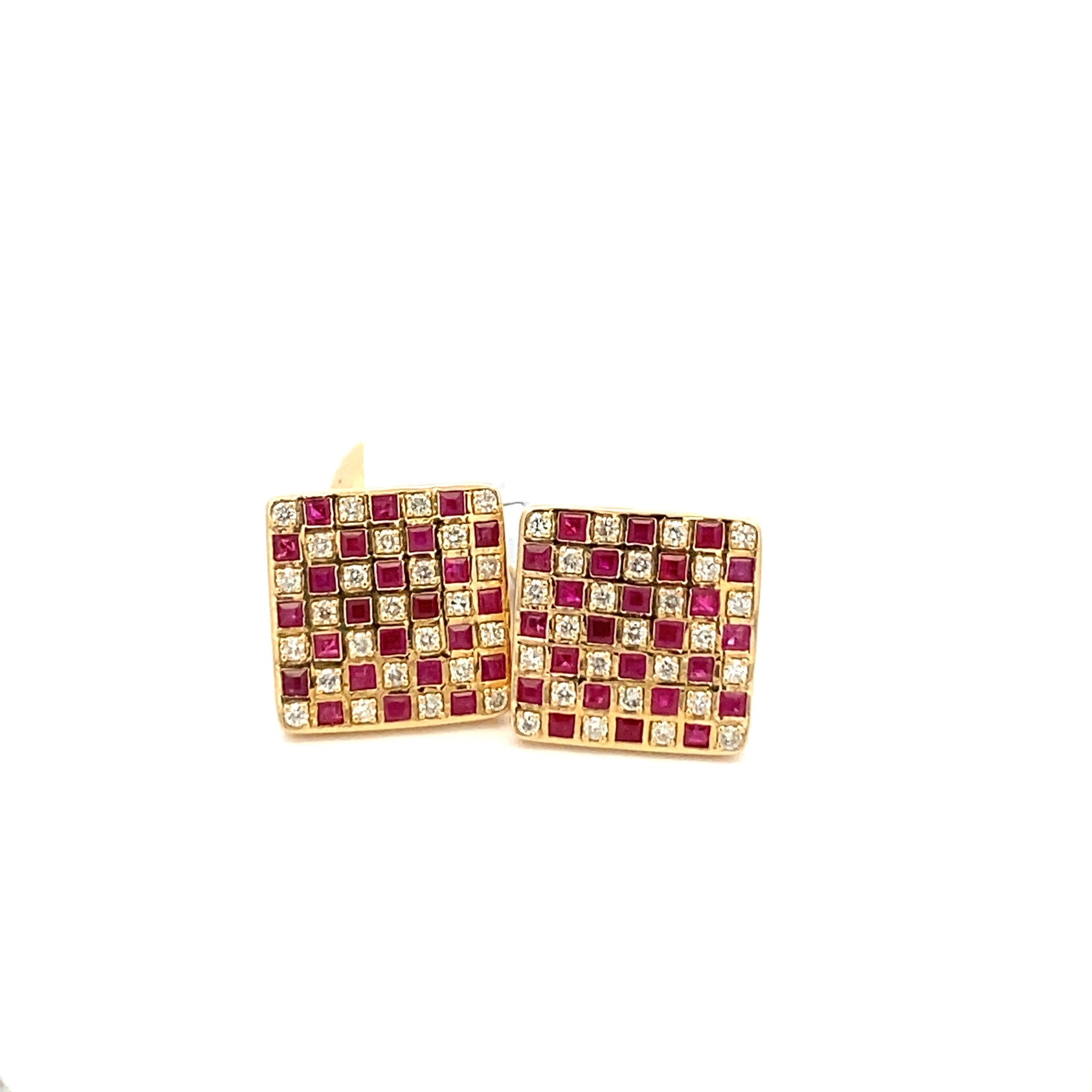 Ruby and Diamond Checkerboard Cufflinks