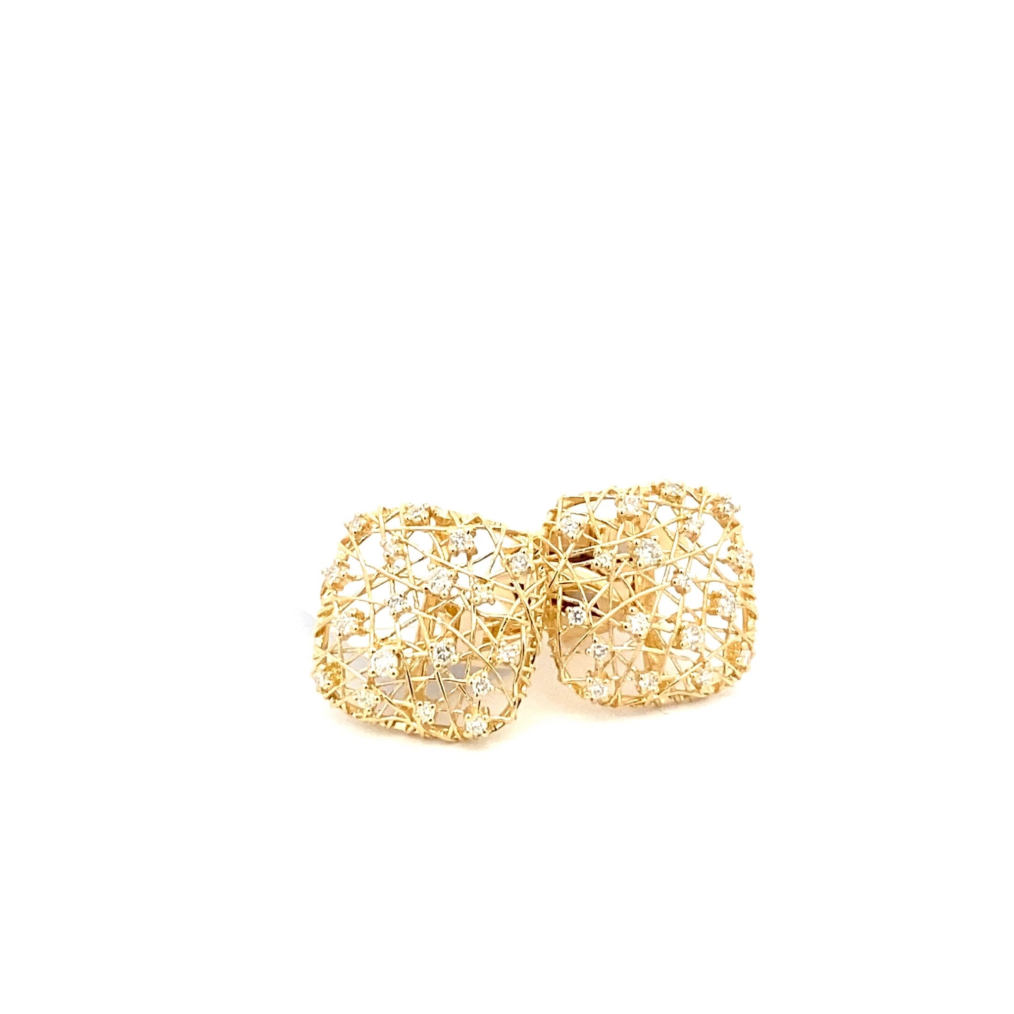 Yellow Gold/Diamond Latticed Cufflinks