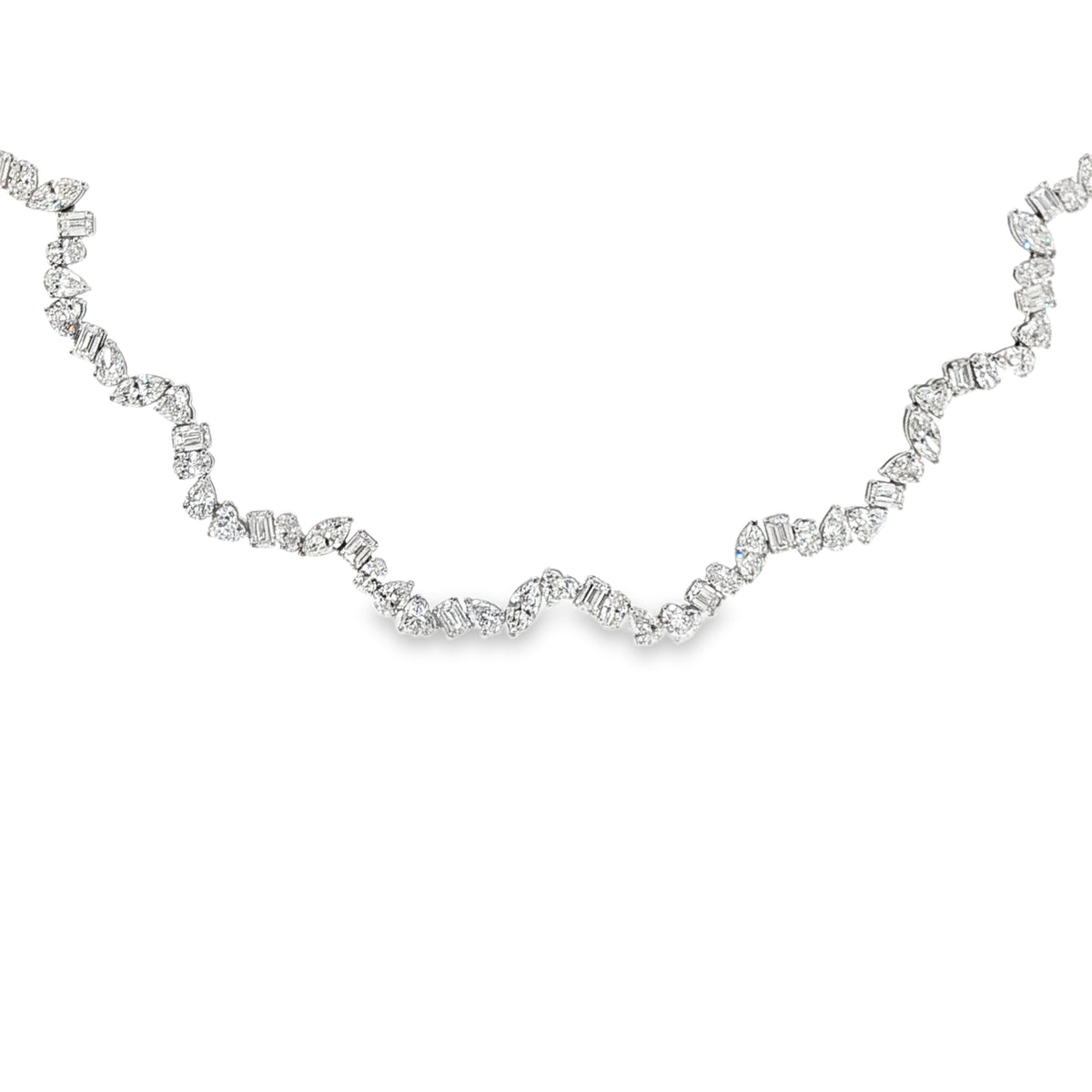 Lab Diamond Mixshape Wavy Necklace WG