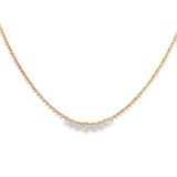 Yellow Gold Three Prong Graduated Tennis Necklace