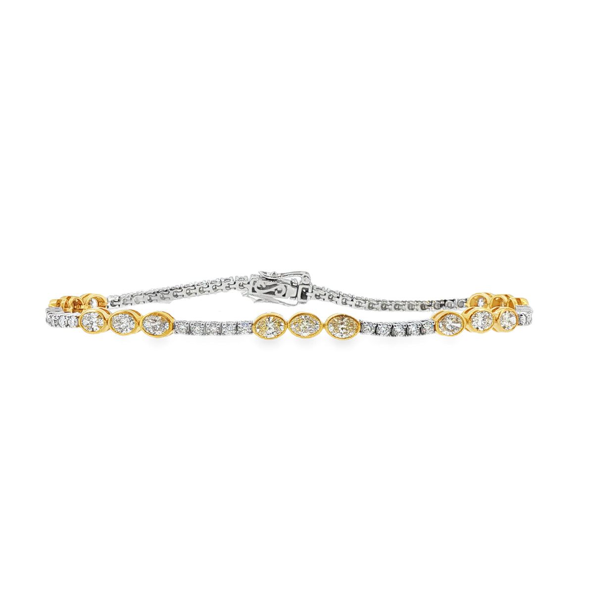 Tennis Bracelet With Yellow Diamond Oval Stations