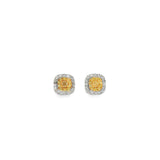 White & Yellow Diamond Square Studs