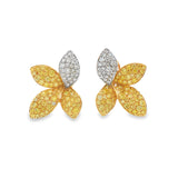 White/Yellow Diamond Leaf Earrings