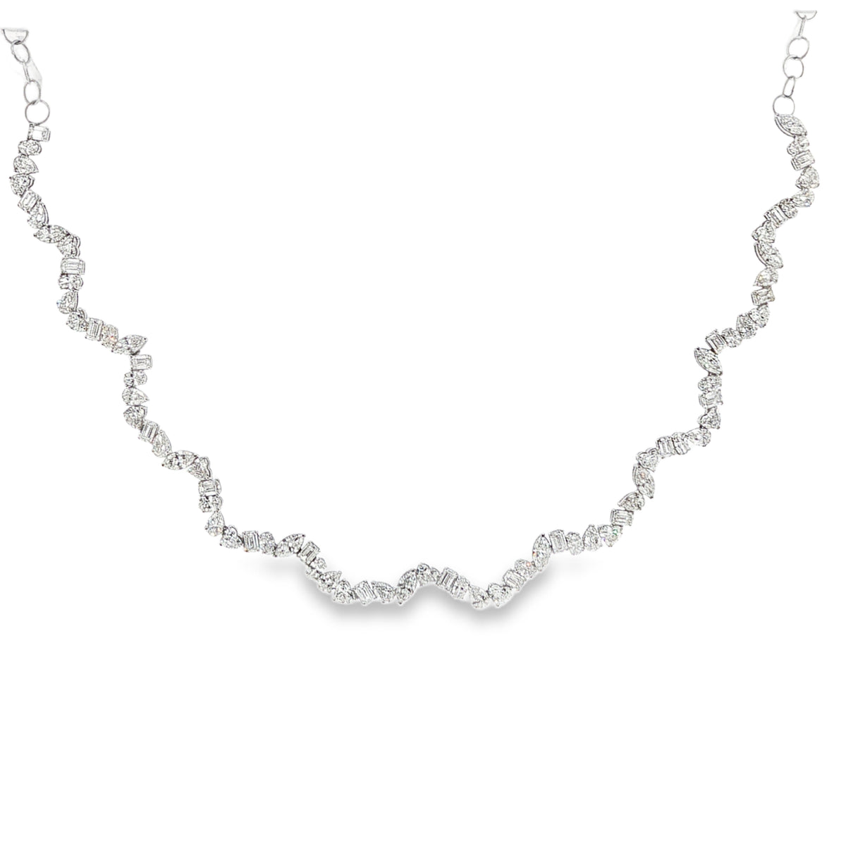 Lab Diamond Mixshape Wavy Necklace WG