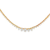Yellow Gold Three Prong Graduated Tennis Necklace