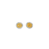White & Yellow Diamond Oval Studs