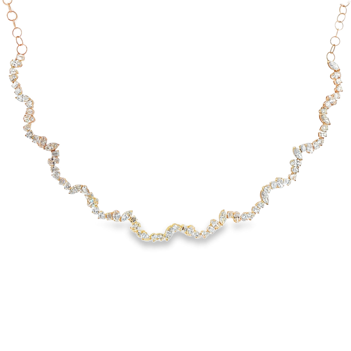 Lab Diamond Mixshape Wavy Necklace YG
